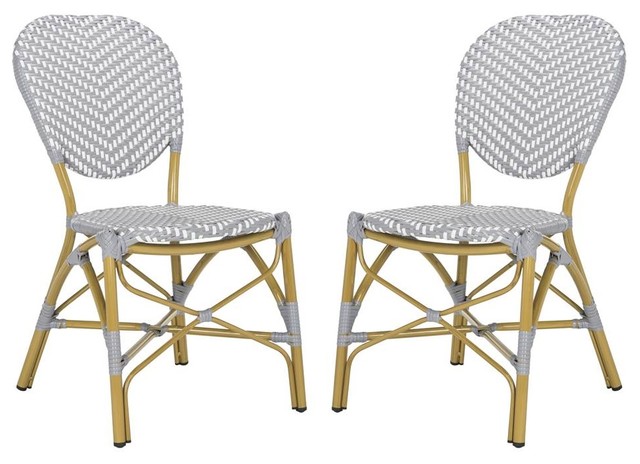 Lisbeth Stacking Side Chair in Gray and White - Set of 2