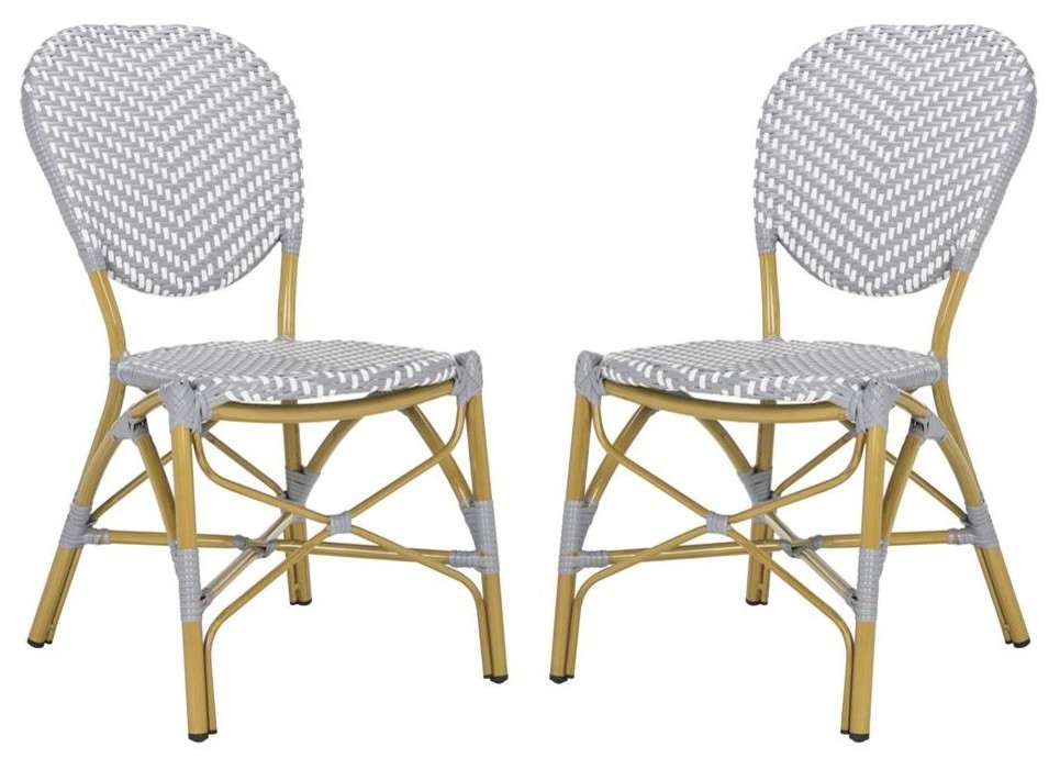 Lisbeth Stacking Side Chair in Gray and White - Set of 2