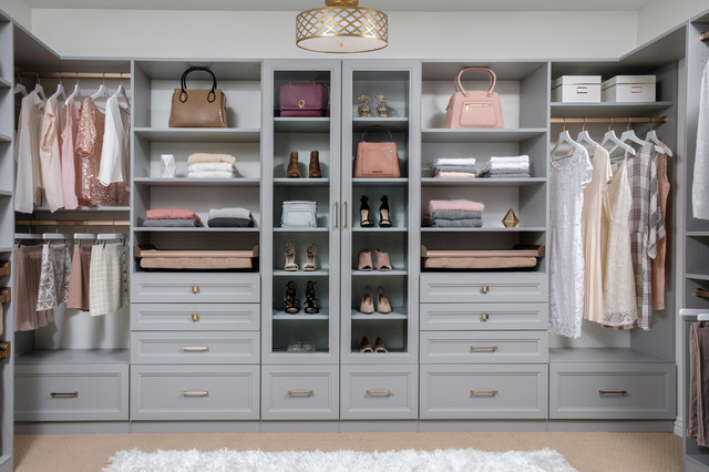 custom the grey trajectory walk-in dresser Grey Walk-in Master Closet - Modern - Closet - Dallas - by Tyler Custom  Closets