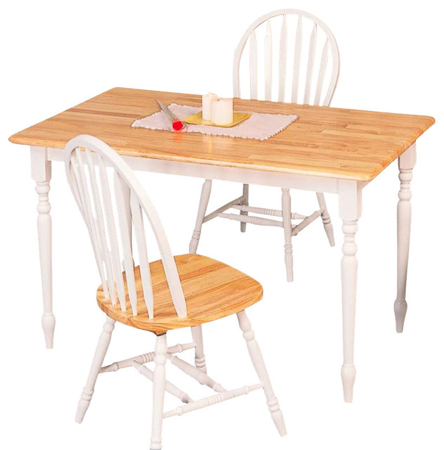 Coaster Furniture Damen 30 in.W Rectangle Leg Dining Table in Natural/White