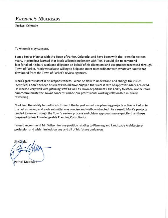 Letter of recommendation, text on the left