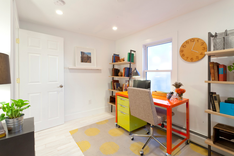 This is an example of a beach style home office in New York.