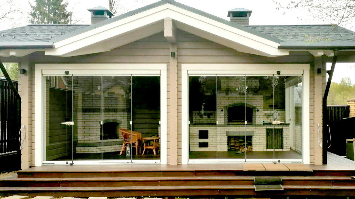 Гриль-домик с раздвижным остеклением