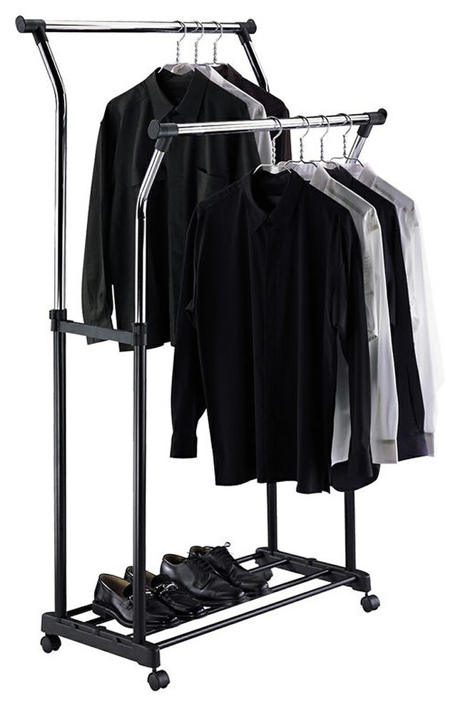 Black Adjustable Double Garment Rack