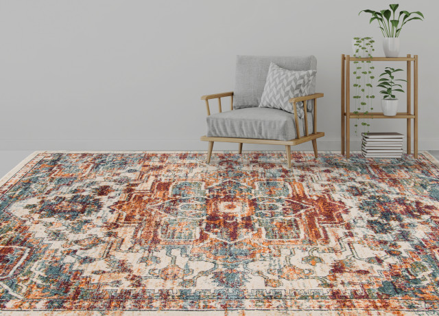 Senter Ivory Machine Rug Amer Rugs Xavier XAV-10 Ivory Ivory Machine-made Area Rugs, 7'3
