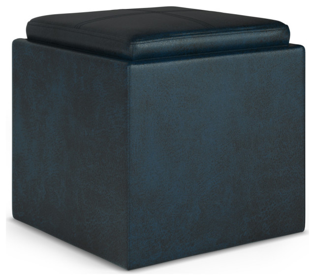Rockwood Cube Storage Ottoman With Tray Contemporary Footstools And