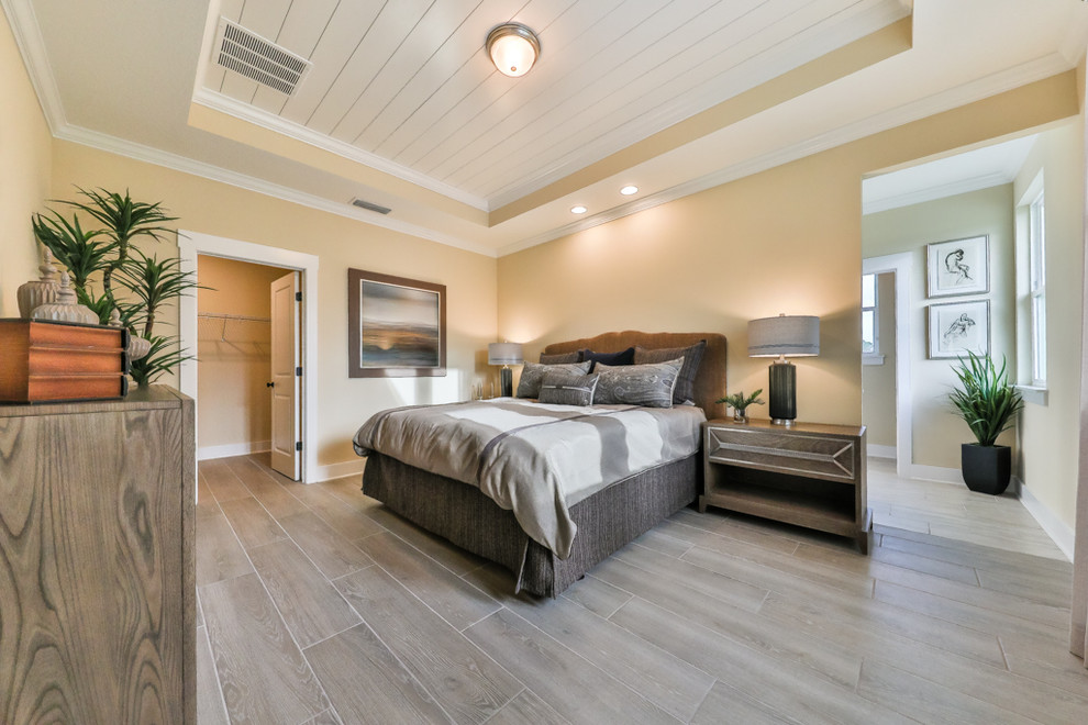 This is an example of a transitional bedroom in Jacksonville.
