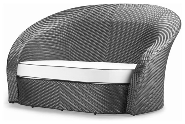 Ribbed Natural Eclipse Loveseat Forest Green Cushion