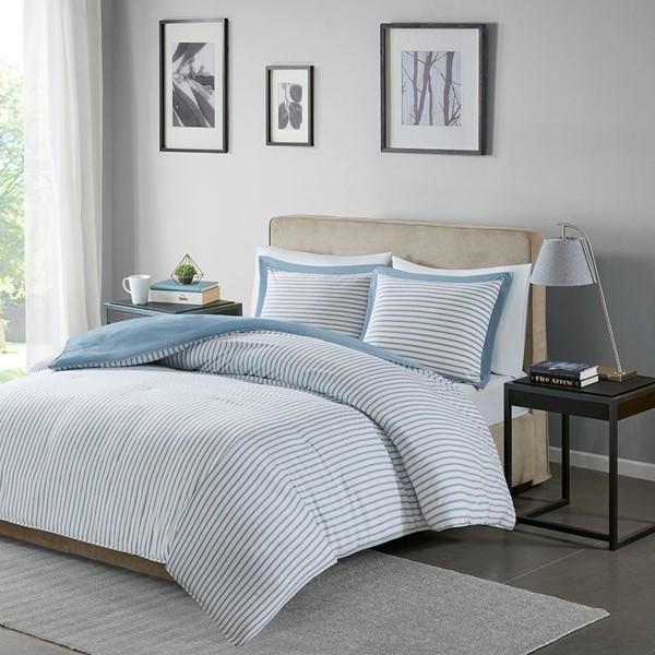 Madison Park Essentials Reversible Stripe Duvet Cover Mini Set In