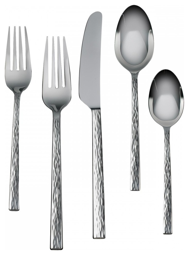 Vera Wang Hammered 60Piece Set Contemporary Flatware And