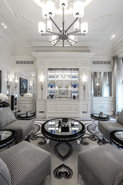 Classical New-Build Mansion nyklassisk-vardagsrum