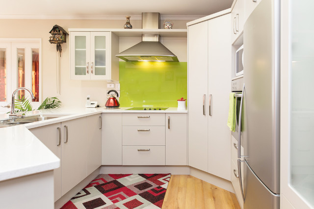 Touchtex Pavement Kitchen with Green Splashback eclectic-kitchen
