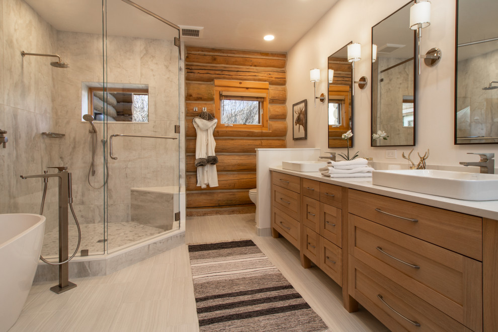 Inspiration for a southwestern bathroom remodel in Other