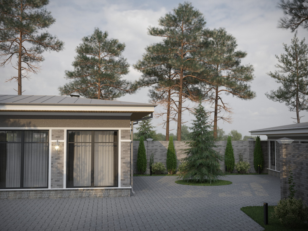 Одноэтажный дом в стиле Райта