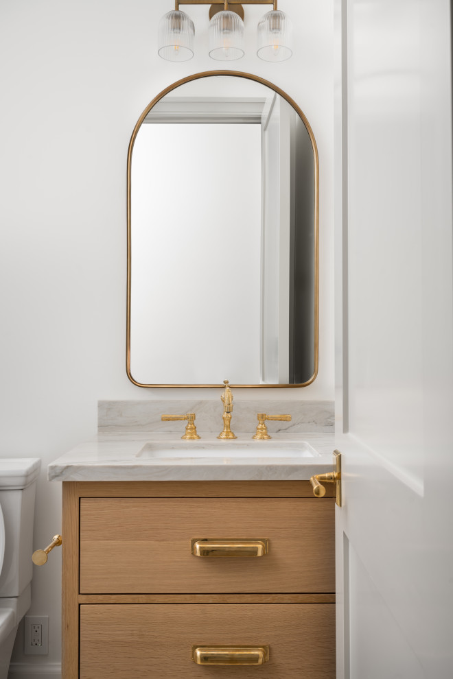 Modern White Oak Powder Room