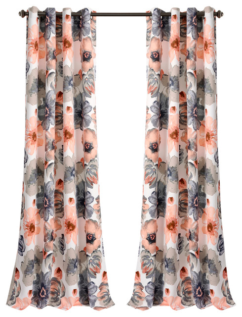 Leah Room Darkening Window Curtain Set Coral Gray 52x84