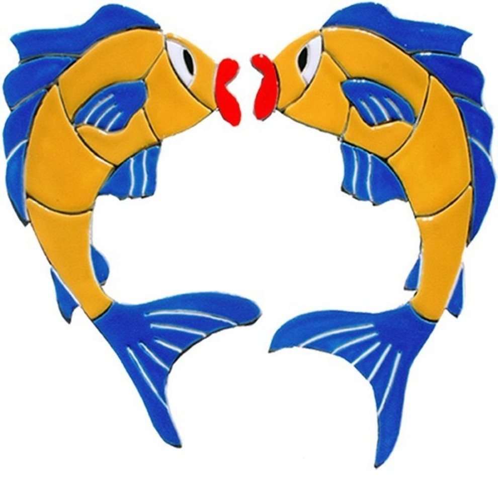 Kissing Fish Ceramic Swimming Pool Mosaic 10"