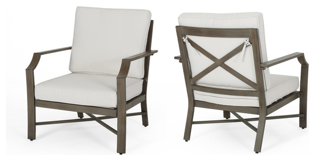 Sloane Outdoor Aluminum Club Chairs With Cushions Set Of 2