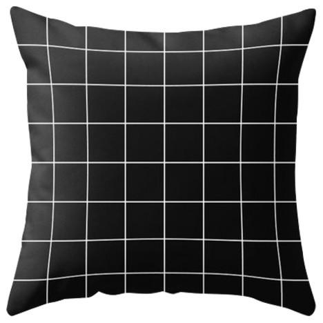 black and white grid pillow