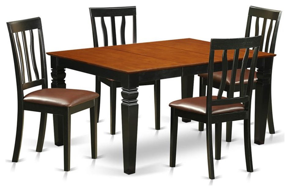 Atlin Designs 5piece Wood Set in Black/Cherry Transitional