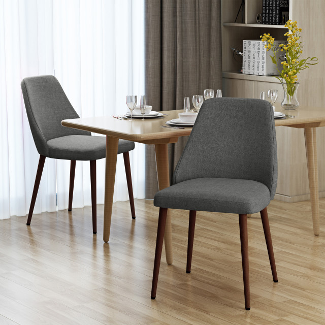 GDF Studio Mable Fabric Dining Chairs With Wood Finished Legs, Set of 2 ...