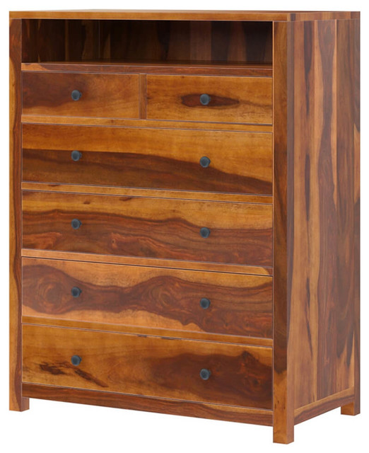Kodiak Rustic Solid Wood 6 Drawer Tall Bedroom Dresser Rustic