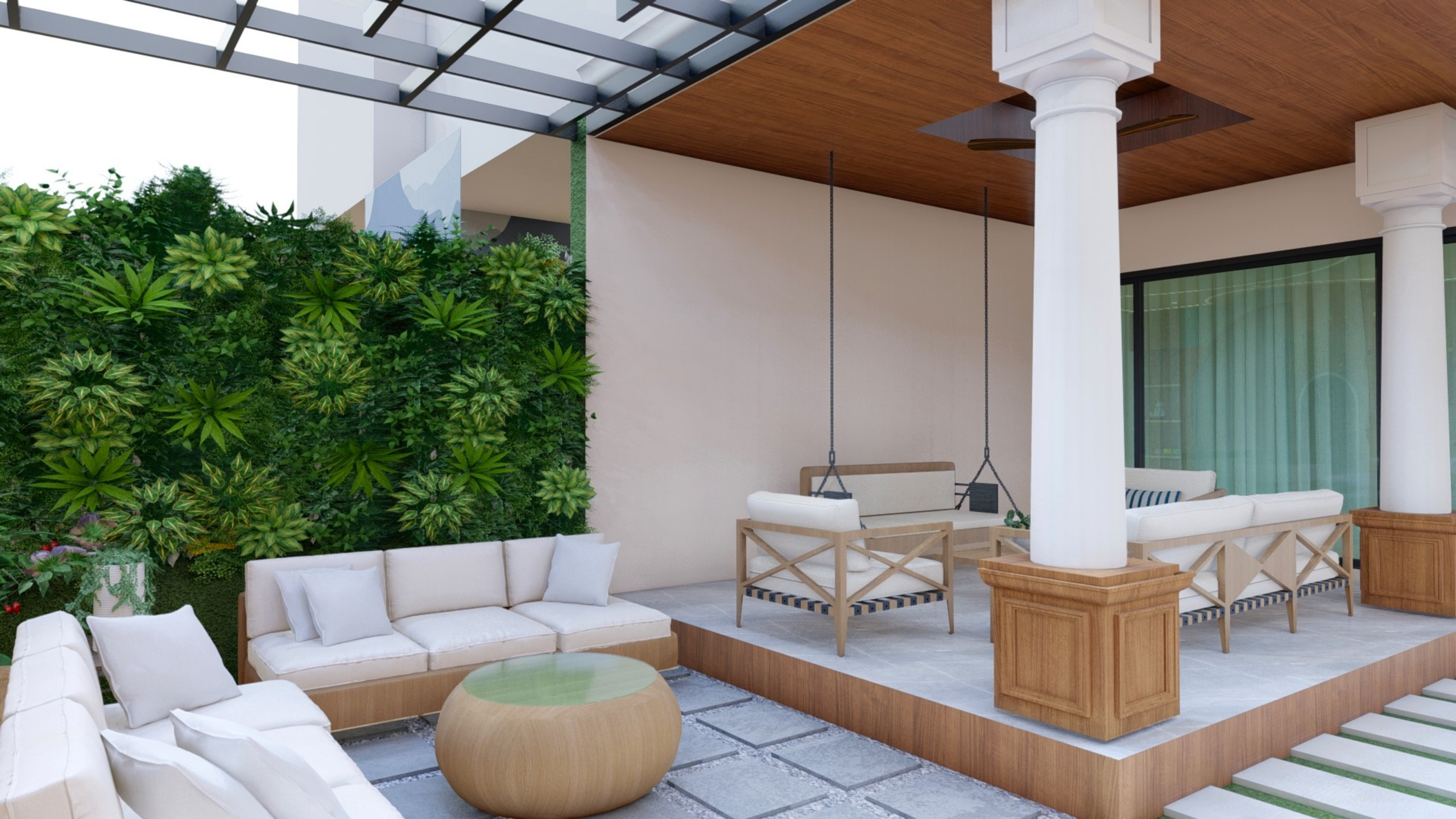 Chic Outdoor Patio with Comfortable Seating in Reigate