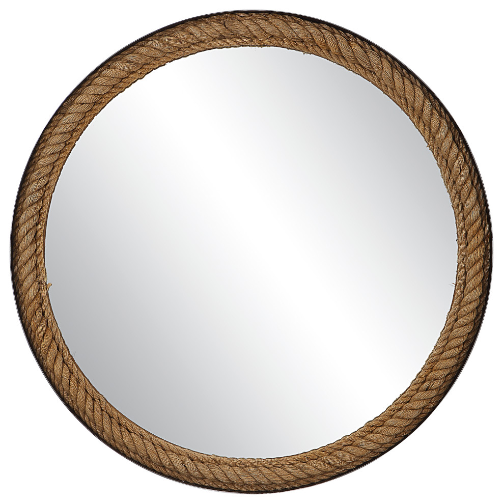 Bolton Round Rope Mirror Beach Style Wall Mirrors by Ownax Houzz