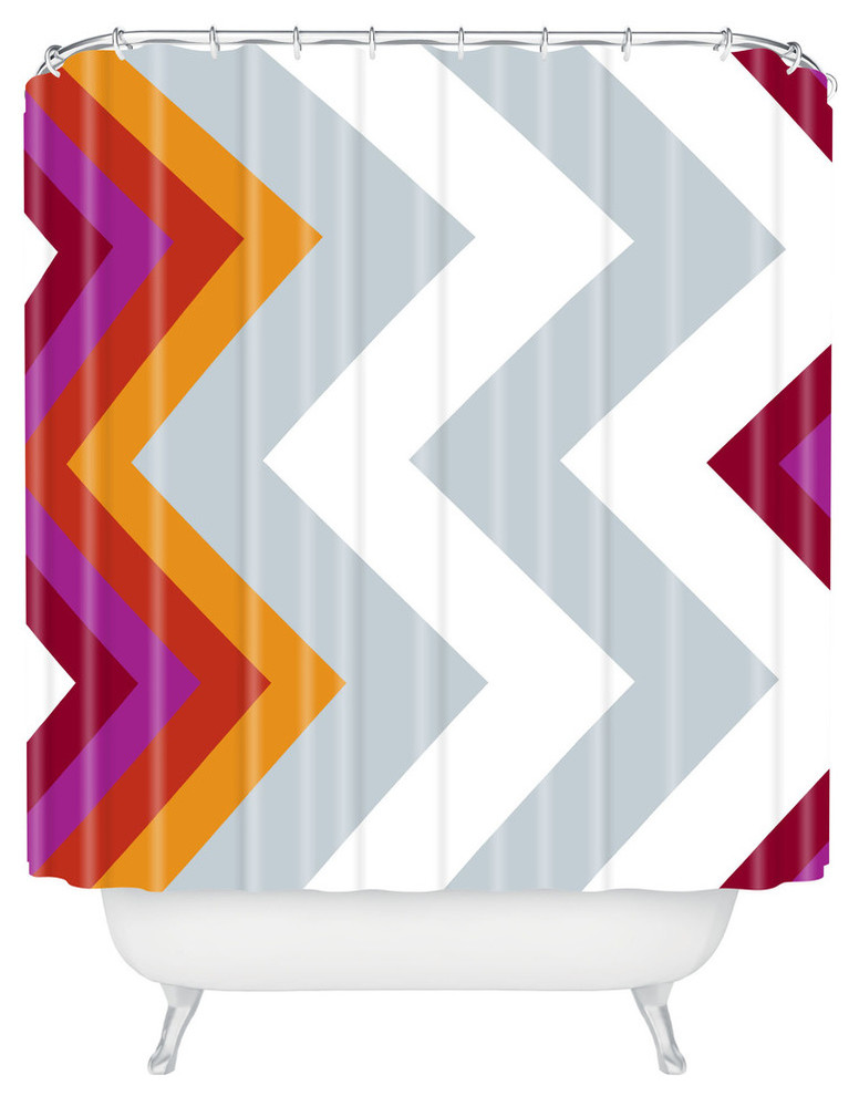 Karen Harris Modernity Solstice Warm Chevron Shower Curtain, Standard