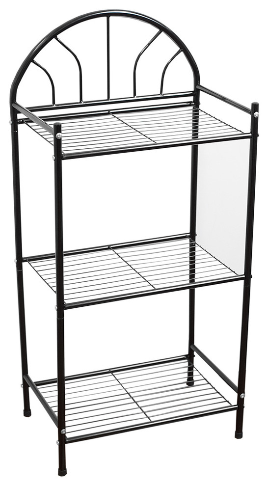 3Tier Enamel Coated Steel MultiPurpose Bath Storage Shelf, Black