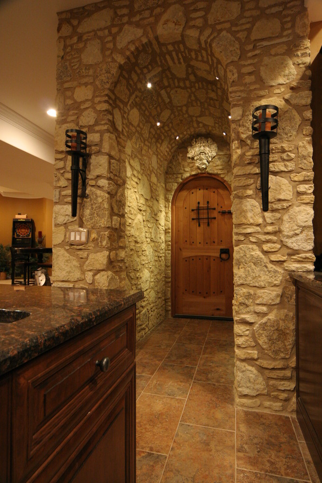 This is an example of a mediterranean wine cellar in Chicago.