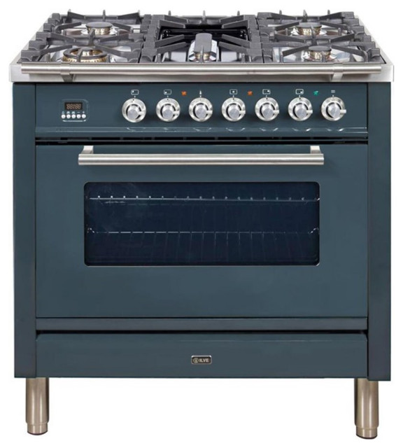 ILVE Professional Plus 36" NG Metal Single Oven Gas Range in Blue Gray