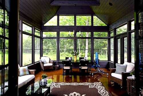 Screen Porch With 1 X6 Tongue And Grove Dark Stained