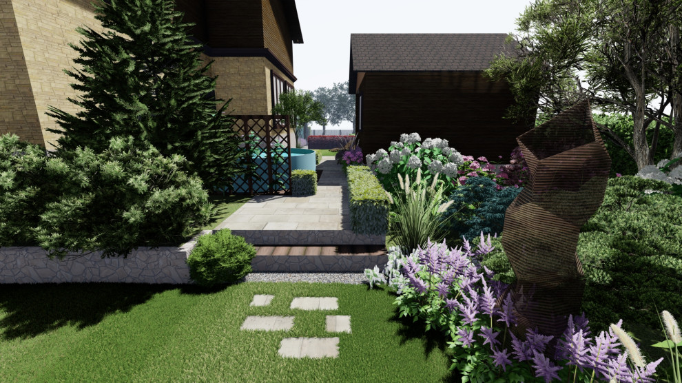 Сад в коттеджном поселке