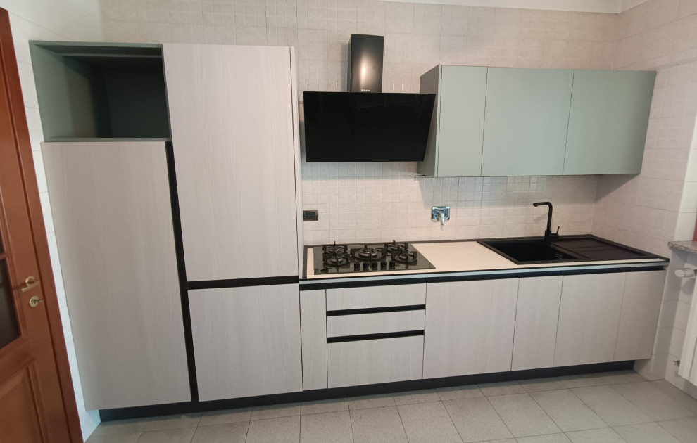 Restyling Cucina Ante Olmo Crudo e Verde Acqua