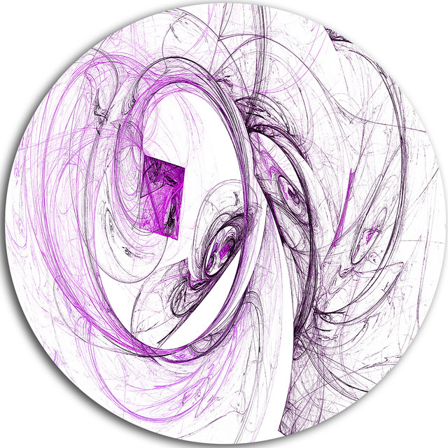 Billowing Smoke Purple Abstract Digital Art Round Metal Wall 11