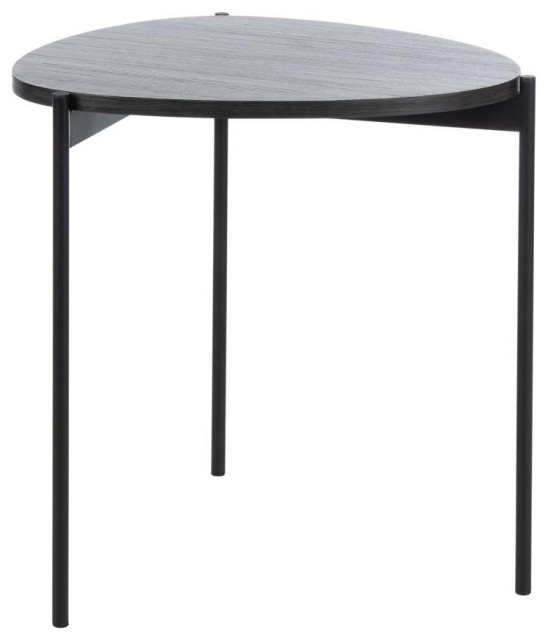 Sven Side Table, Dark Grey Oak/Black Midcentury Side Tables And End