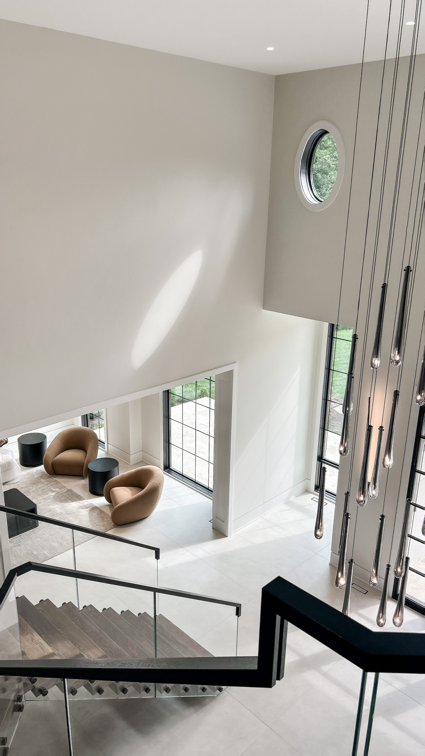Project #159 | Modern Foyer Stair with Stand-off Glass Railing