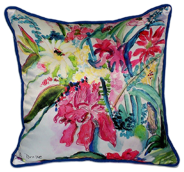 Betsy Drake Multi Florals Extra Large 22 X 22 Indoor / Outdoor Pillow