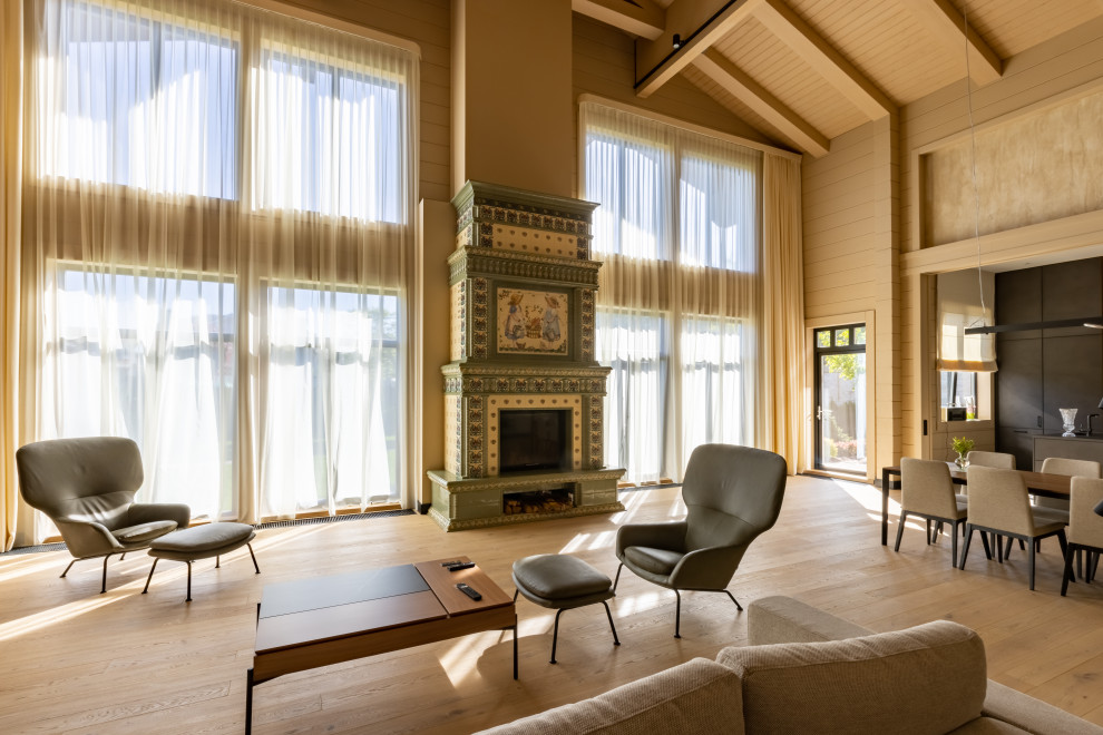 Камин в изразцовой облицовке Арт Нуво