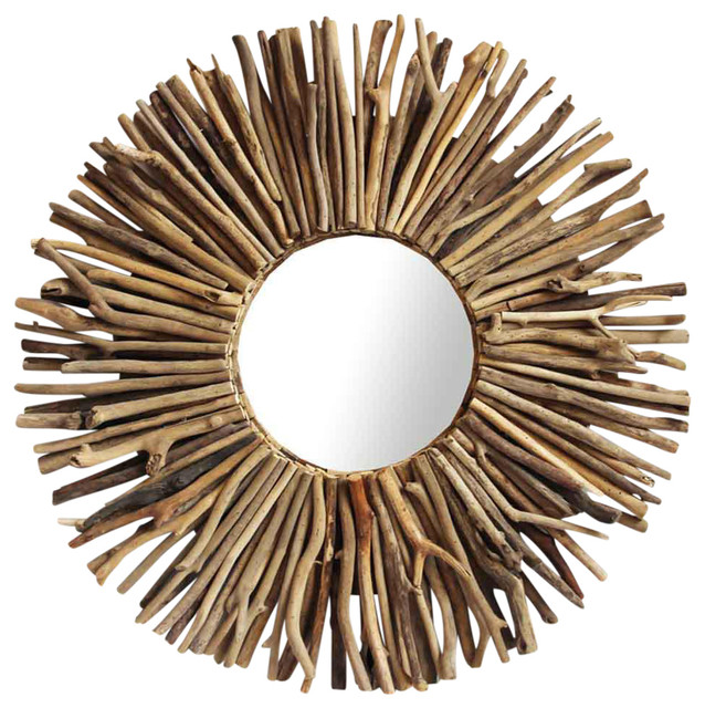 Driftwood Sunburst Mirror Rustic Wall Mirrors By Design Mix Driftwood Sunburst Mirror Rustic