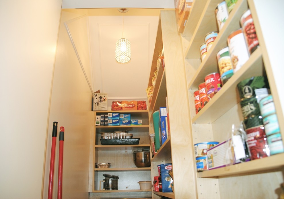 Large transitional light wood floor and brown floor eat-in kitchen photo in Vancouver with an undermount sink, shaker cabinets, white cabinets, quartzite countertops, white backsplash, ceramic backsplash, stainless steel appliances and an island