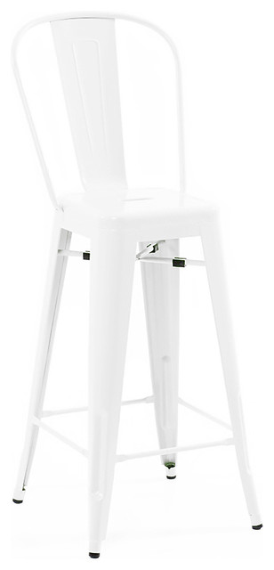 Tolix Style Glossy White Steel High Back Bar Stools 30 Set Of 4 Tolix Style Glossy White Steel High Back Bar Stools 30