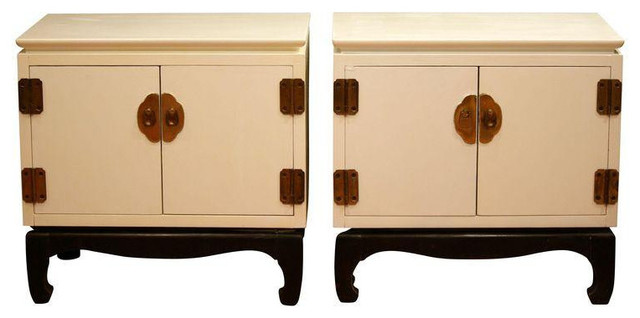 Lane White Asian Style Nightstands A Pair