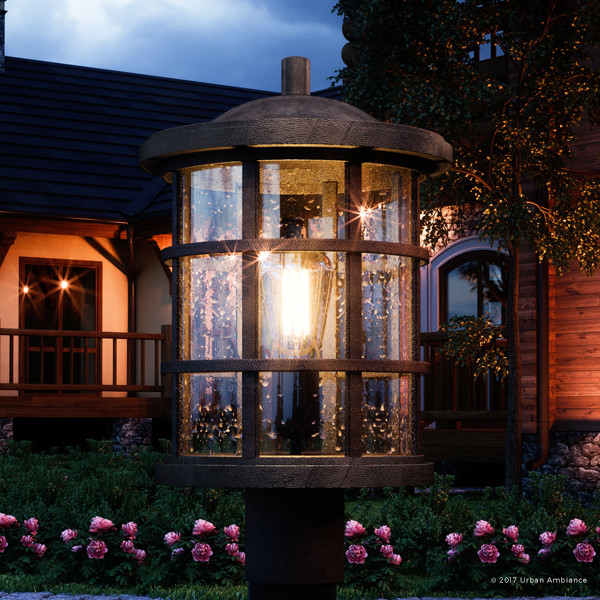 Luxury Craftsman Black Outdoor Post Light, Medium, UQL1046, Vienna
