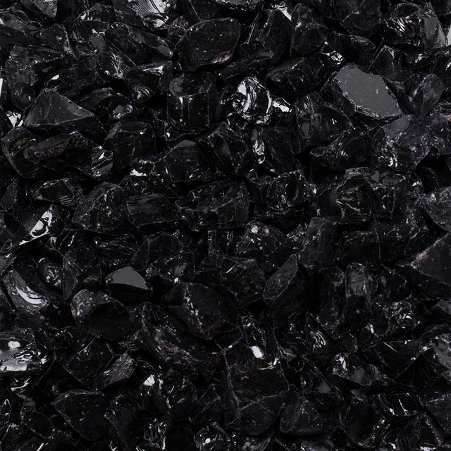 Crushed Fire Glass Onyx Black 1 2 To 3 4 10 Lb Jar