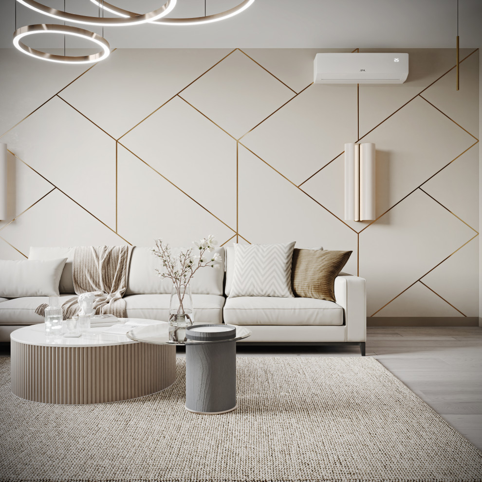 Светлая кухня-гостиная частного дома