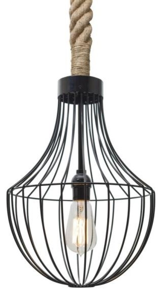 Besa Lighting Sultana, One Light Flare Rope Pendant with Flat Canopy