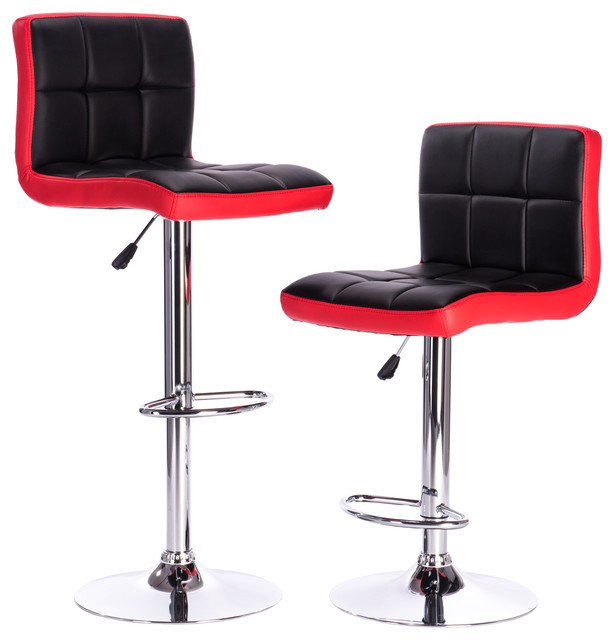 Adjule Height Bar Chair Set Of 2 Red Black Contemporary Adjule Height Bar Chair Set Of 2 Red Black Contemporary Stools And Counter By Attraction Design Llc