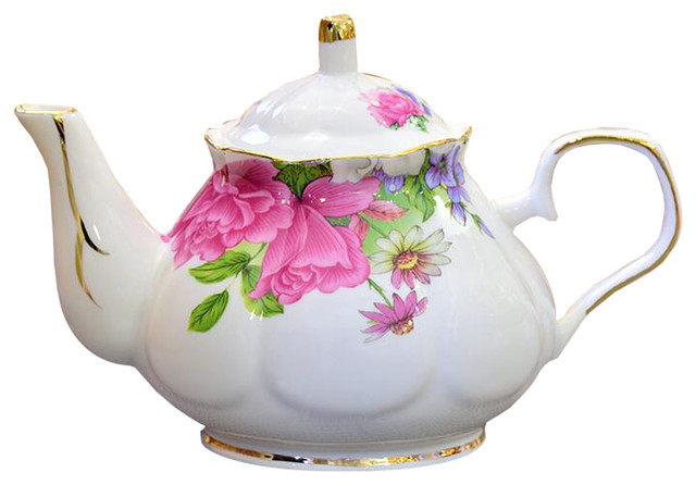 England Style Red Floral Ceramic Teapot Coffee Pot Traditional Teapots By Blancho Bedding Houzz